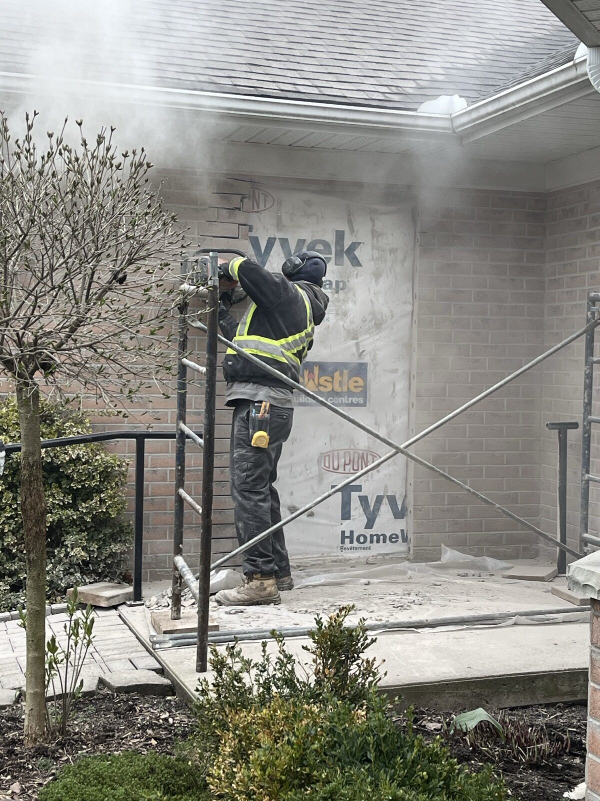 GTI cutting a new opening into an exterior wall